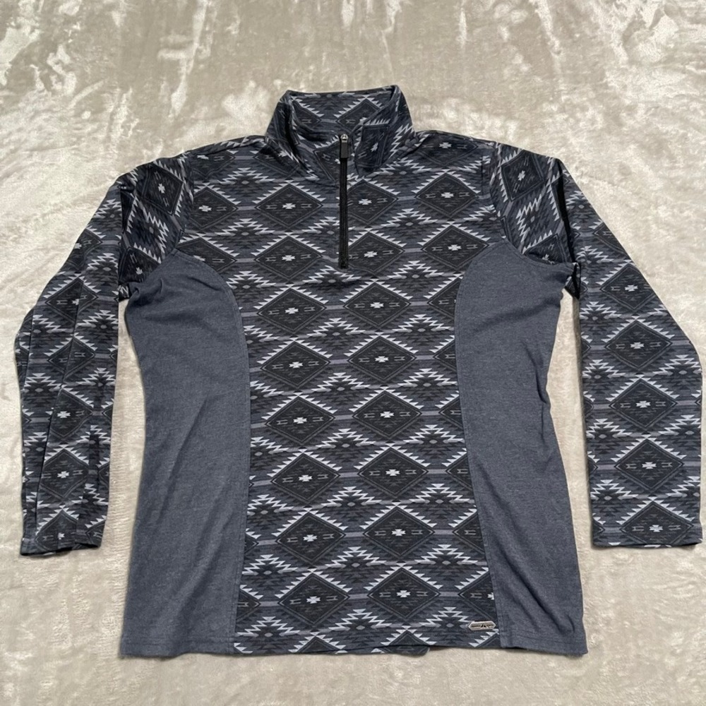 Powder River Outfitters Sweater Mens XL Gray Southwestern Print Aztec Pullover